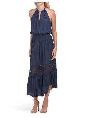 Ramy Brook
Anna Halter Dress Navy Maxi Dress with Lace Panel size M